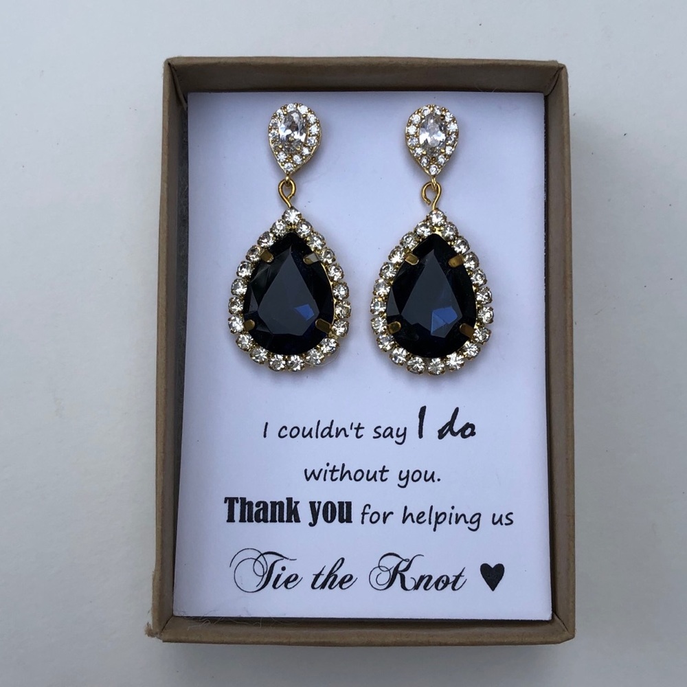 Navy blue and clear stone earrings